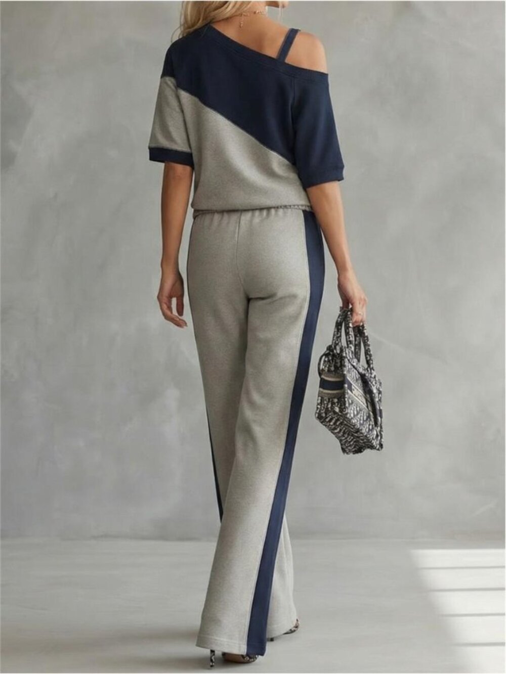 NWT Asymmetric Off-Shoulder Color Block Set - Picture 2 of 6